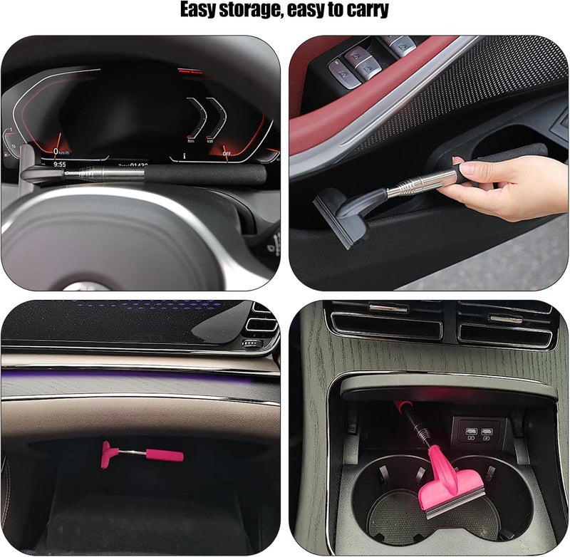 CAPHONT 2Pcs Car Window Mini Squeegee, Portable Tiny Car Side Mirror Squeegee Retractable Car Windshield Wiper to 39.5 in Windshield Squeegee for Car Windows Universal Car Cleaner Tool Accessories - Image 4